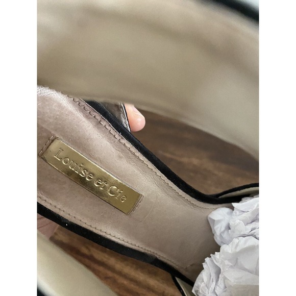 LOUISE et CIE Olivia Black Peep-Toe Suede High Heeled Booties Zip Ankle Size 8 - Picture 6 of 8